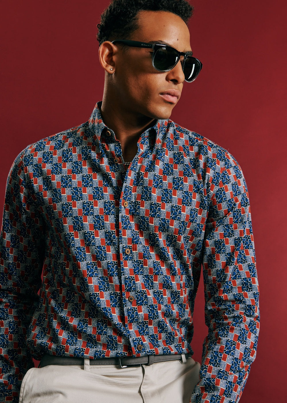 Indigo Ben Sherman 1950s Checkerboard Shirts | 602483-RDK