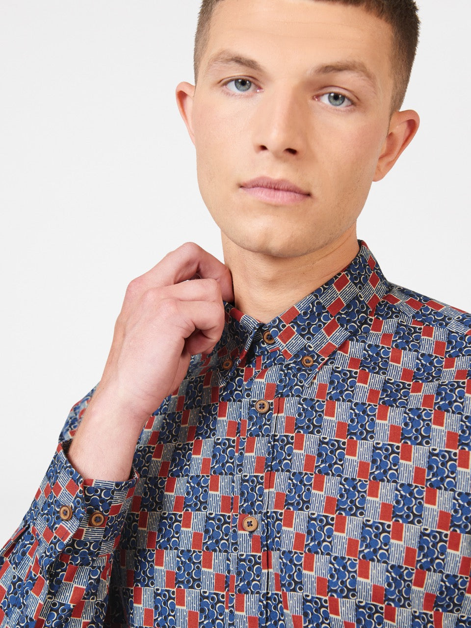 Indigo Ben Sherman 1950s Checkerboard Shirts | 602483-RDK