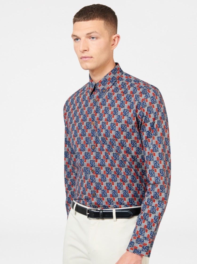 Indigo Ben Sherman 1950s Checkerboard Shirts | 602483-RDK