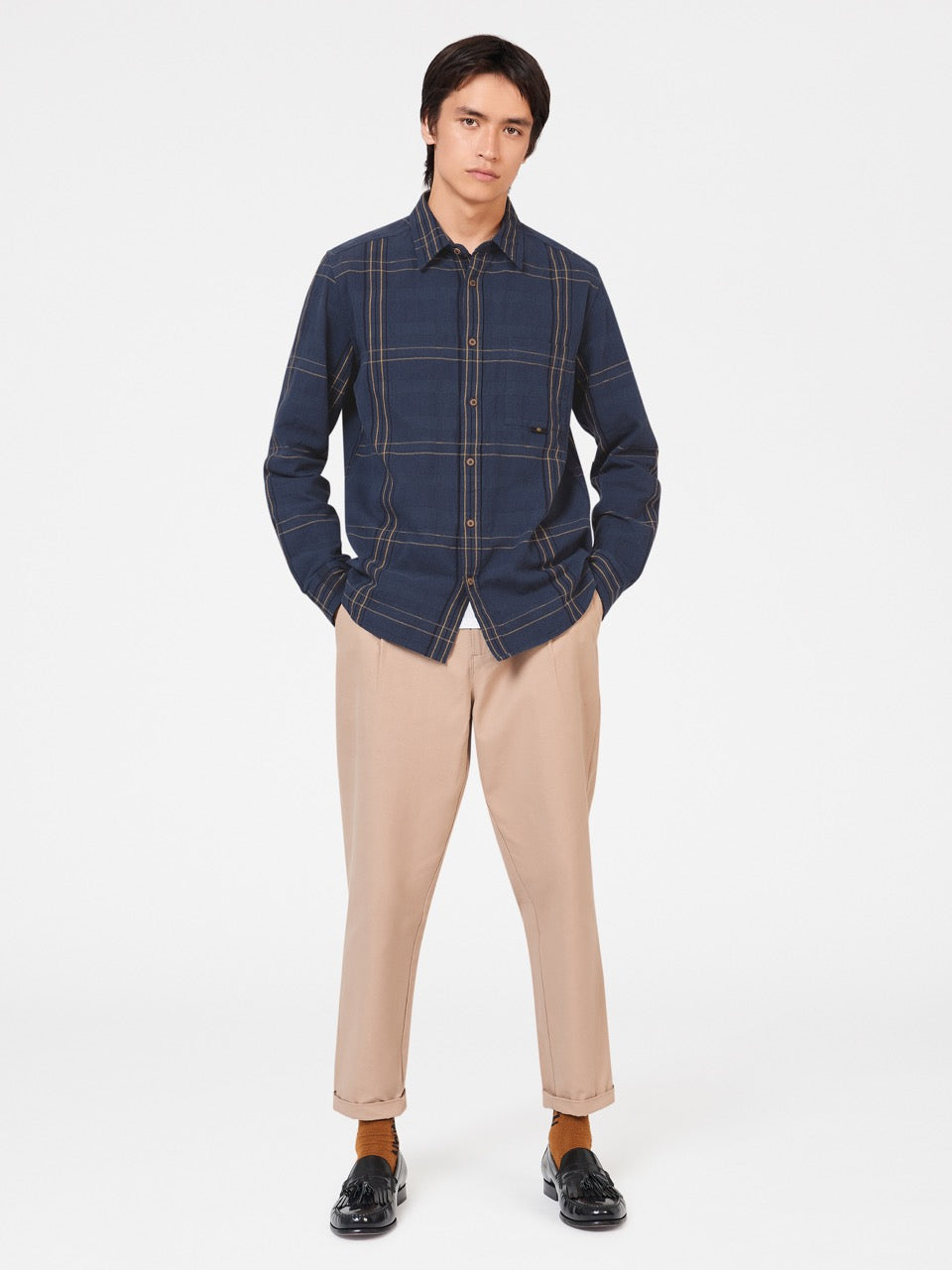 Indigo Ben Sherman B by Ben Sherman Indigo Check Shirts | 902538-ZBK