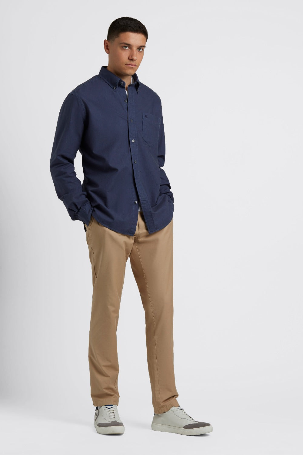 Indigo Ben Sherman Beatnik Oxford Garment Dye Shirts | 953107-PBF