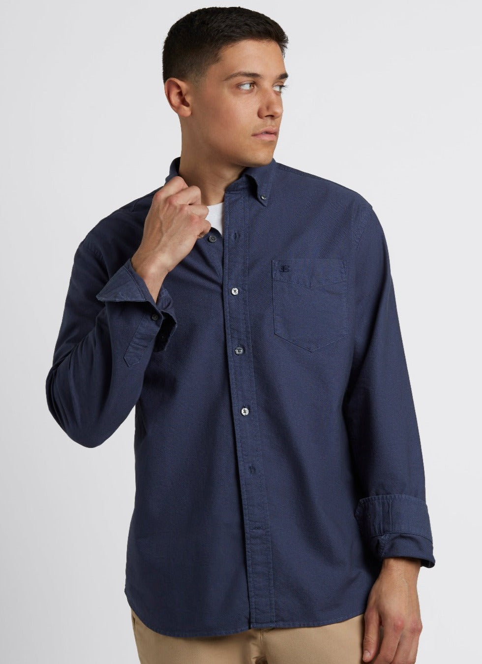 Indigo Ben Sherman Beatnik Oxford Garment Dye Shirts | 953107-PBF