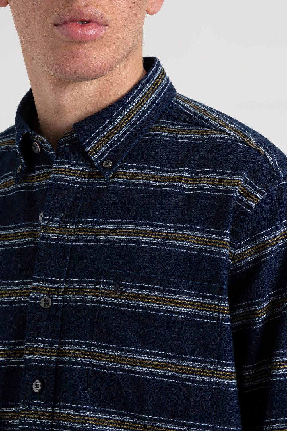 Indigo Ben Sherman Dalston Blues Long Sleeve Indigo Stripe Shirts | 435921-HPV