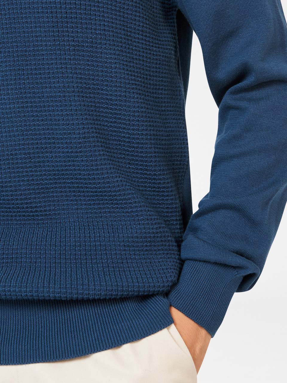 Indigo Ben Sherman Textured Crewneck Knitwear | 130749-IWA