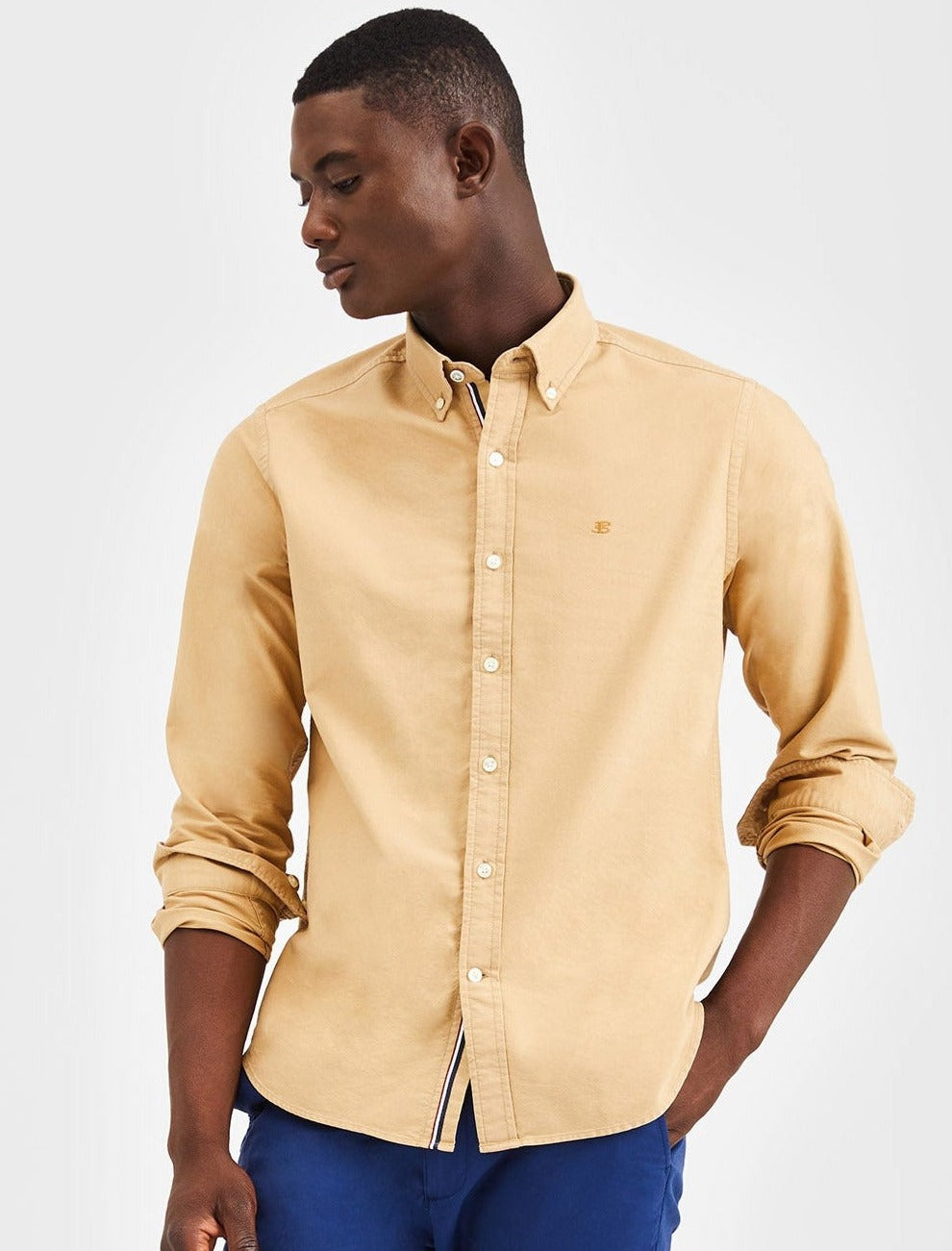 Khaki Ben Sherman Beatnik Oxford Garment Dye Shirts | 930846-NHU