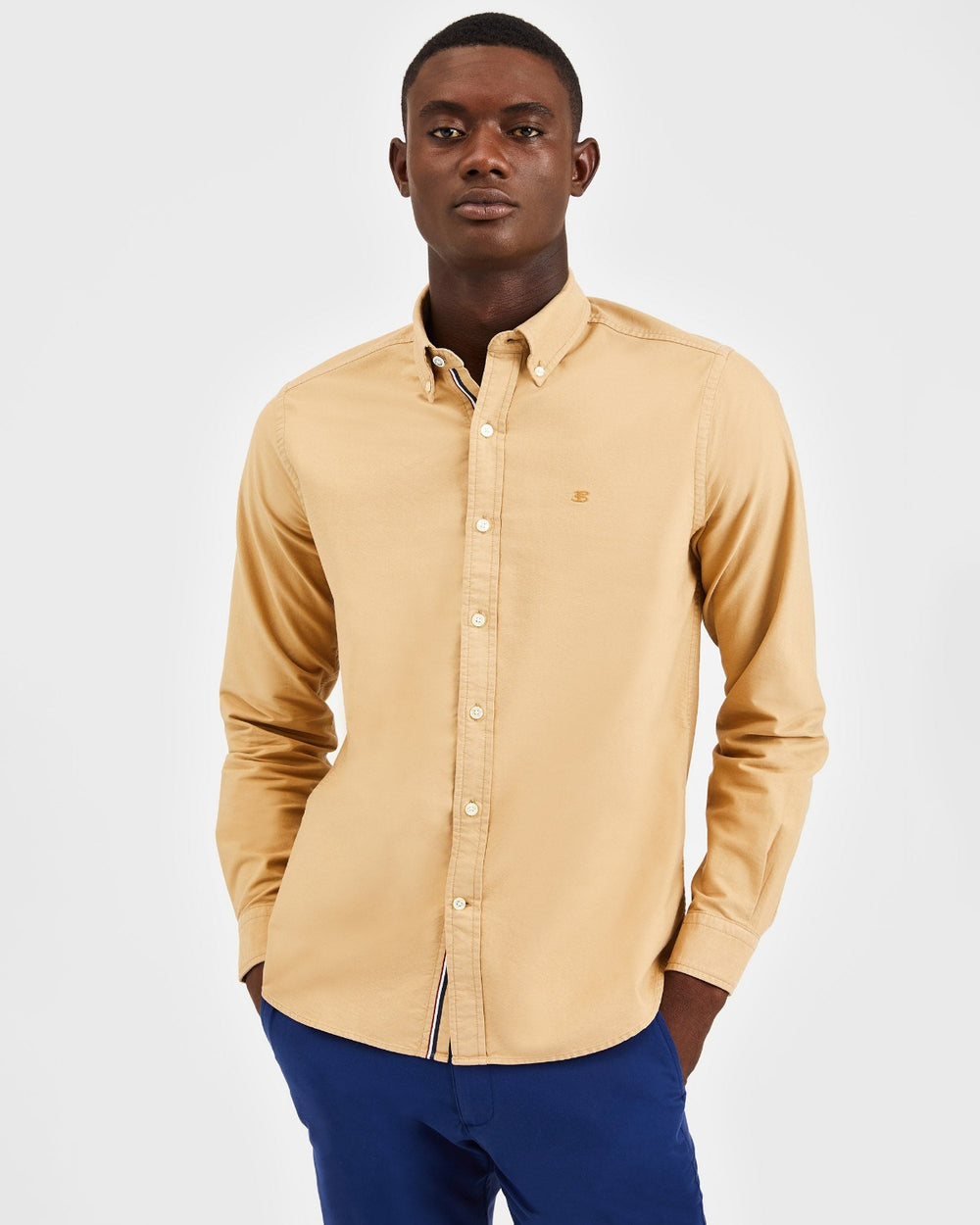 Khaki Ben Sherman Beatnik Oxford Garment Dye Shirts | 930846-NHU