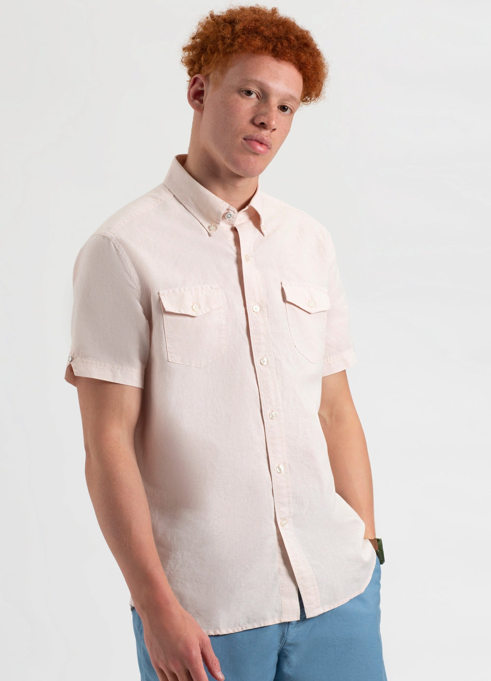 Light Pink Ben Sherman Garment Dye Linen Shirts | 974830-ODS