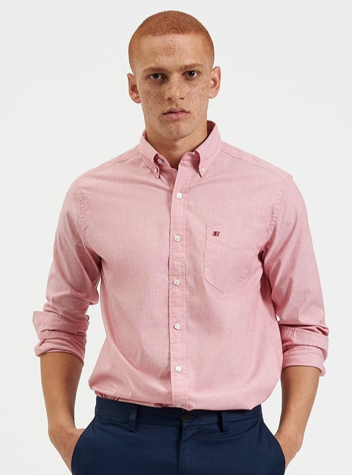 Light Red Ben Sherman Beatnik Wash Long-Sleeve Shirts | 103857-SAB