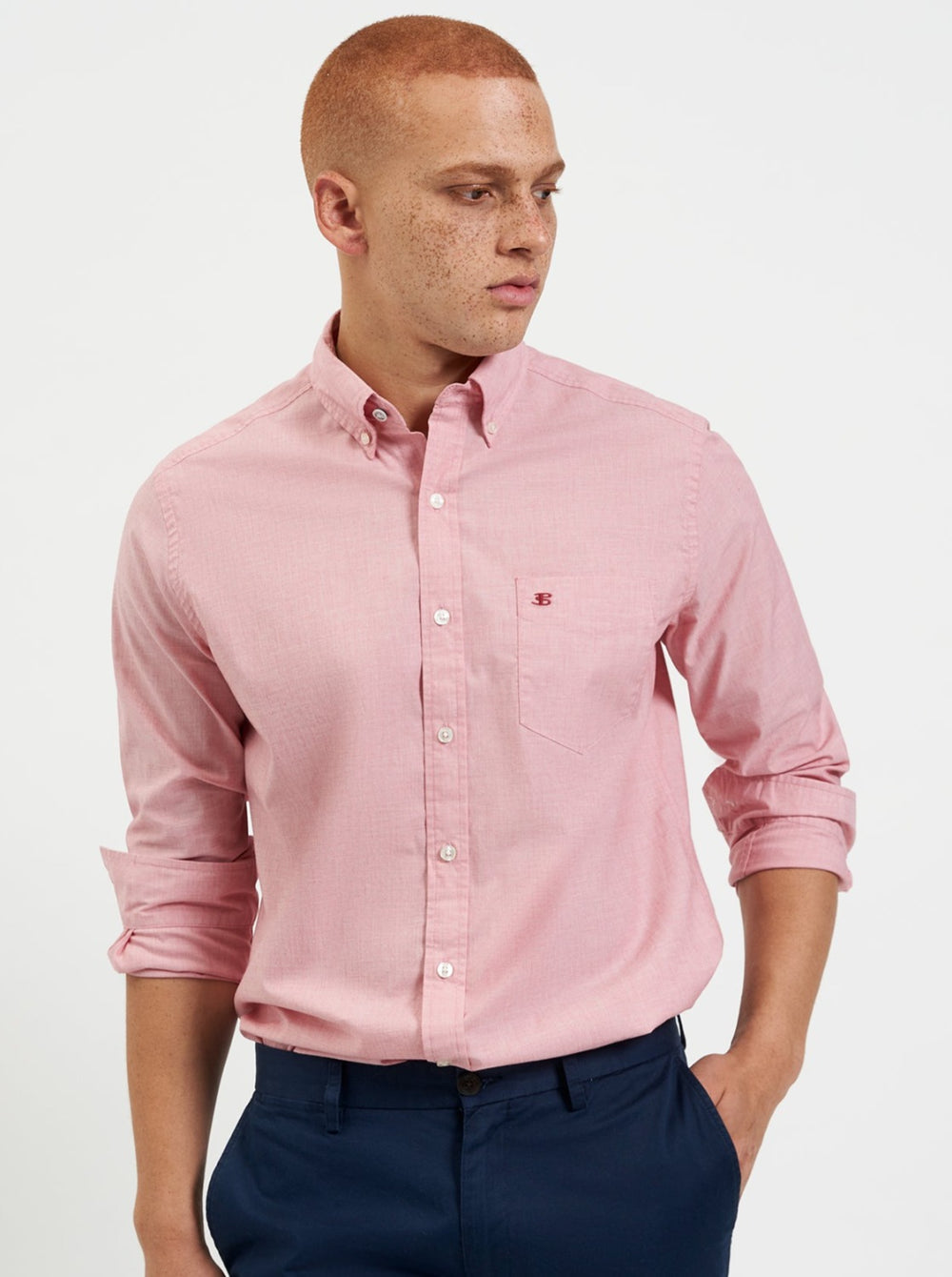 Light Red Ben Sherman Beatnik Wash Long-Sleeve Shirts | 103857-SAB