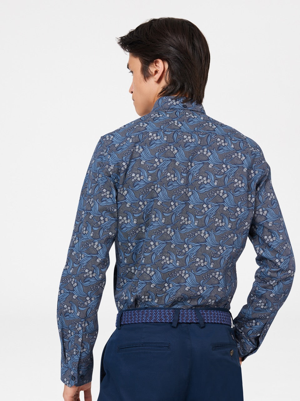 Navy Ben Sherman Art Nouveau Floral Shirts | 473825-ADQ