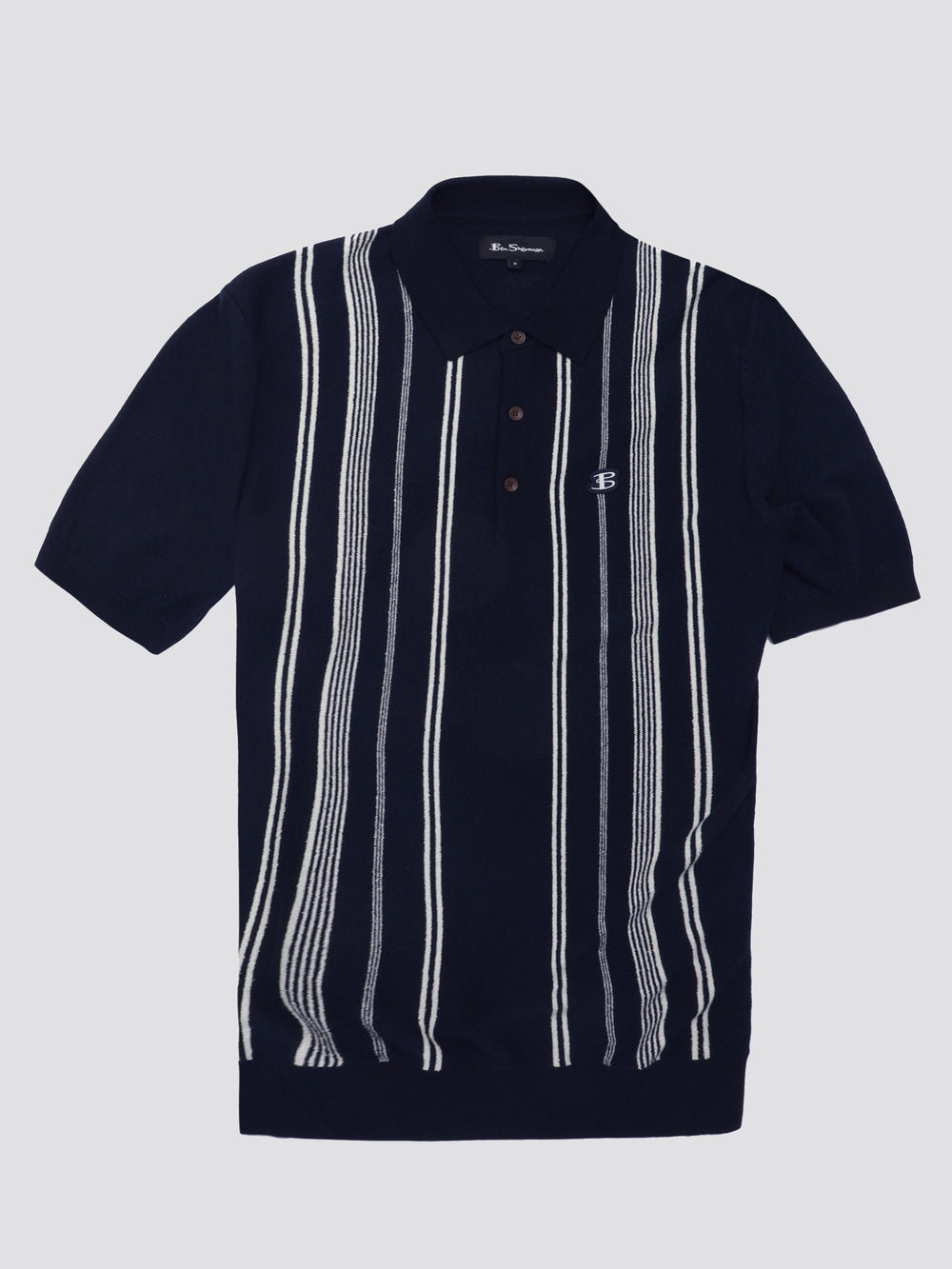 Navy Ben Sherman B by Ben Sherman Crinkle Cotton Stripe Polo Knitwear | 542108-YUO