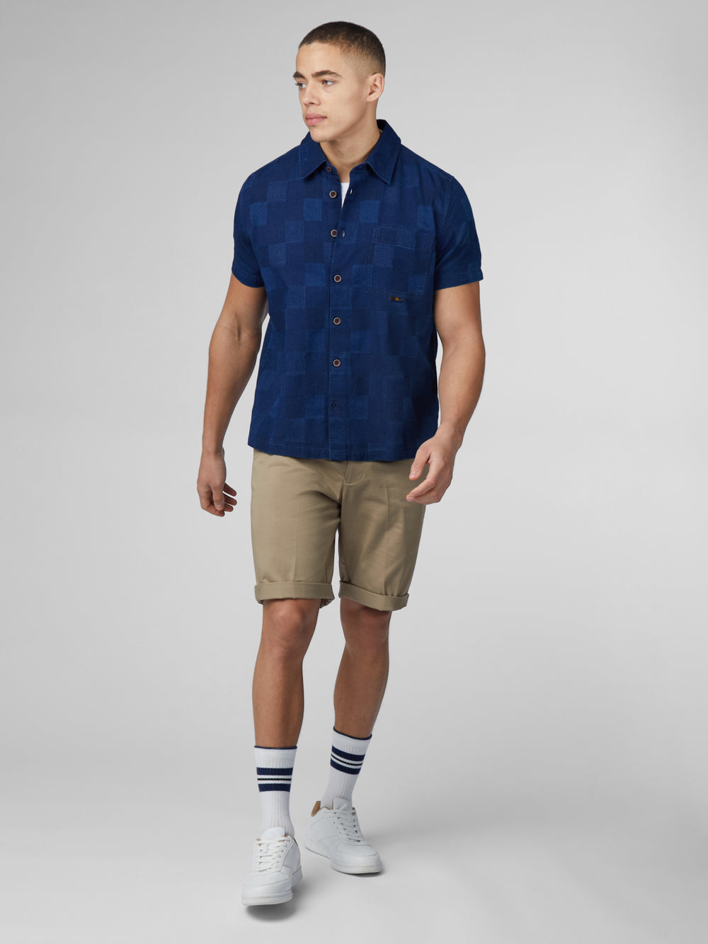 Navy Ben Sherman B by Ben Sherman Indigo Check Shirts | 716389-ZAH