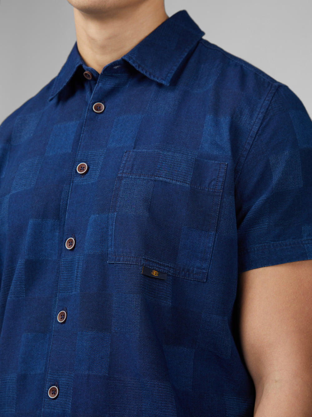 Navy Ben Sherman B by Ben Sherman Indigo Check Shirts | 716389-ZAH