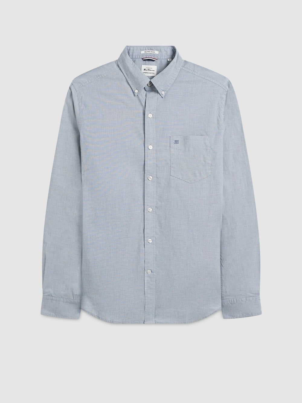 Navy Ben Sherman Beatnik Wash Long-Sleeve Shirts | 067958-BTI