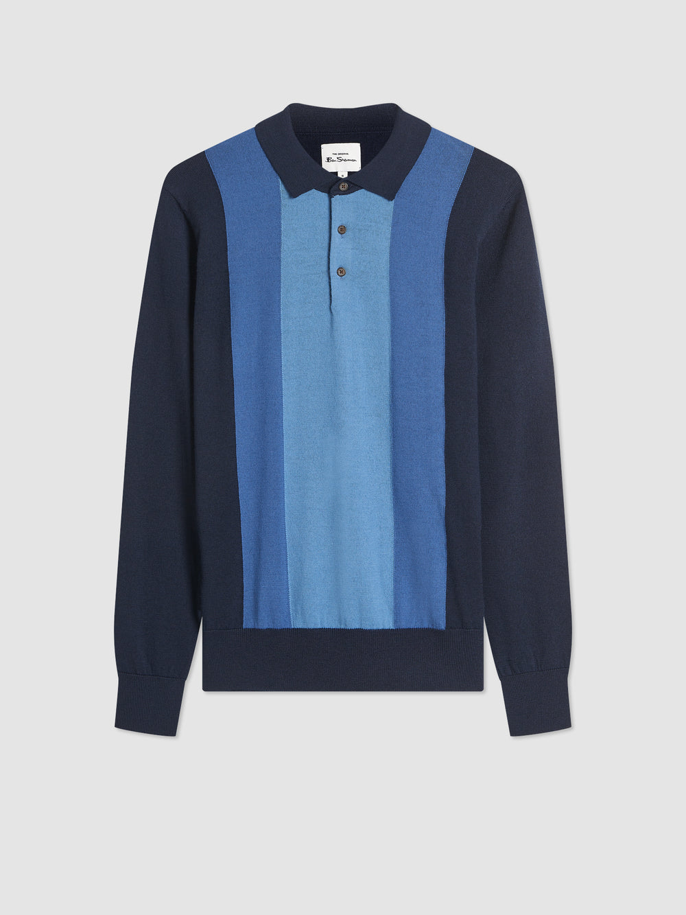 Navy Ben Sherman Block Stripe Merino Polo Neck Sweaters | 237081-QLX