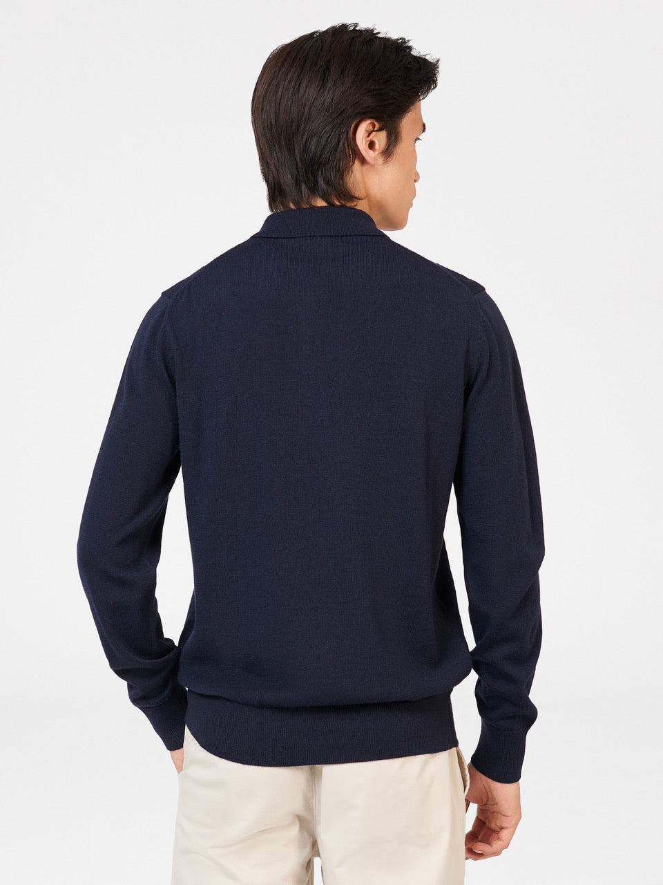 Navy Ben Sherman Block Stripe Merino Polo Neck Sweaters | 237081-QLX