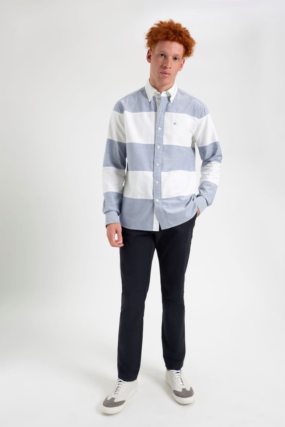 Navy Ben Sherman Brighton Oxford Organic Garment Dye Rugby Shirts | 963187-WGB