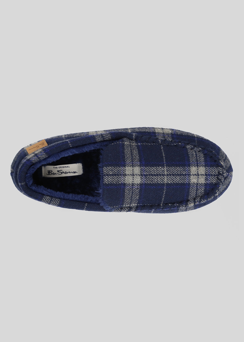 Navy Ben Sherman Gritti Palace Check Moccasin Slipper | 038674-YLJ