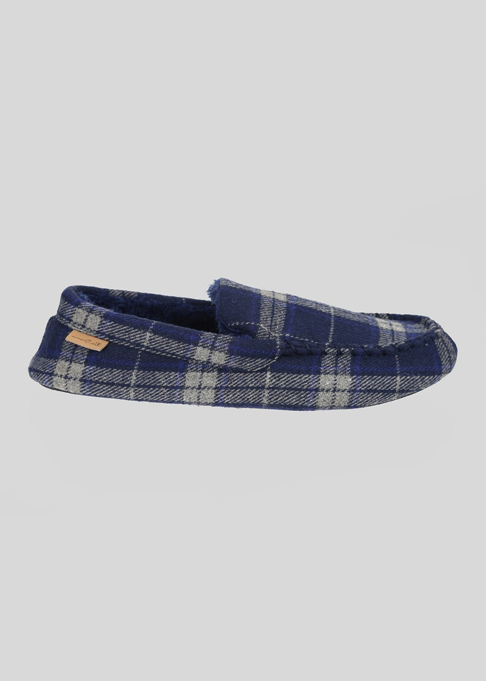 Navy Ben Sherman Gritti Palace Check Moccasin Slipper | 038674-YLJ