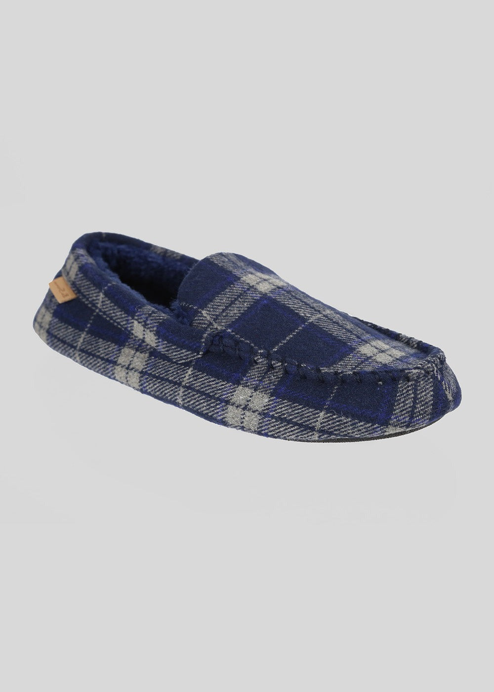 Navy Ben Sherman Gritti Palace Check Moccasin Slipper | 038674-YLJ