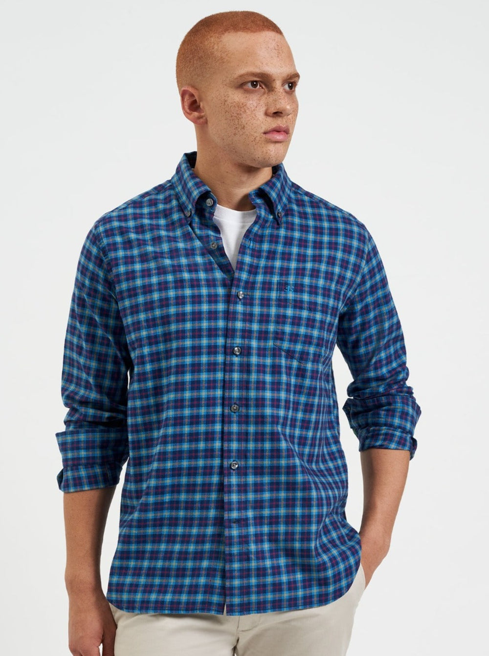 Navy Ben Sherman House Tartan Twill Shirts | 549026-QFC