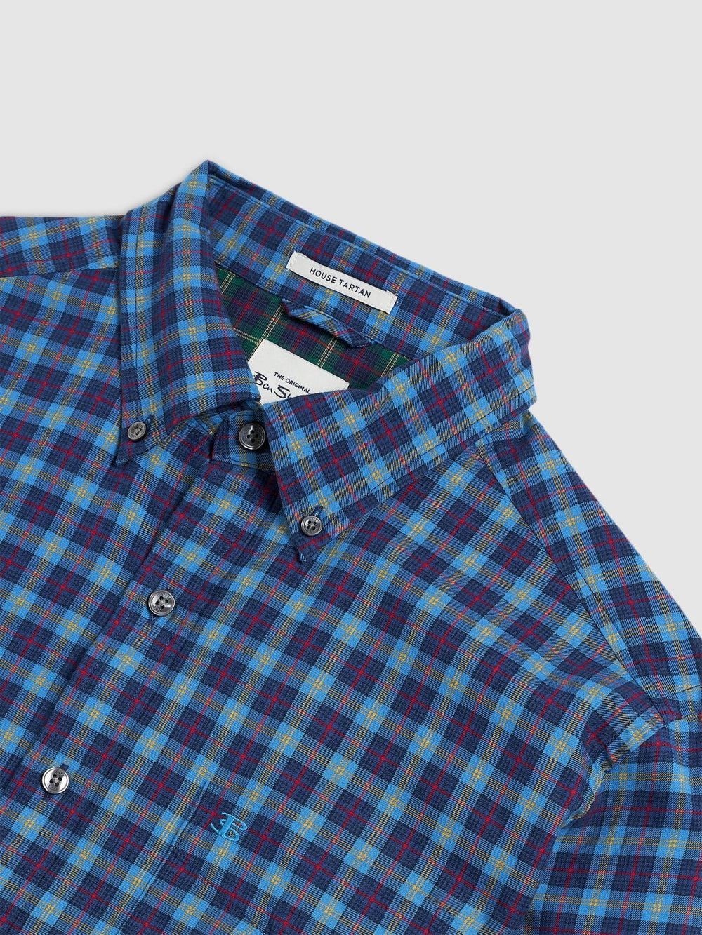 Navy Ben Sherman House Tartan Twill Shirts | 549026-QFC