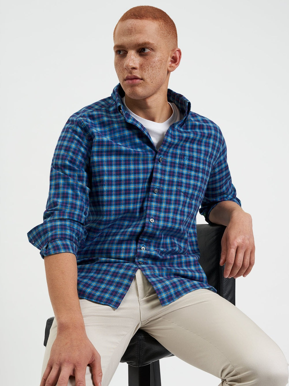 Navy Ben Sherman House Tartan Twill Shirts | 549026-QFC