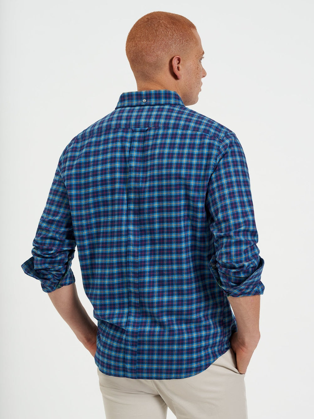 Navy Ben Sherman House Tartan Twill Shirts | 549026-QFC