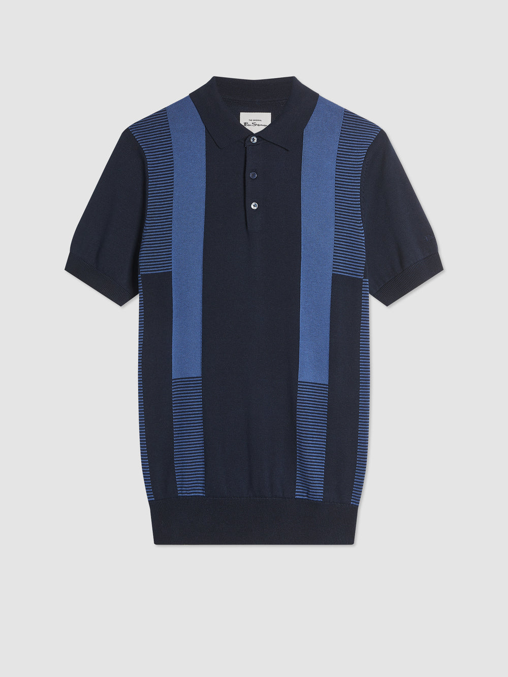 Navy Ben Sherman Intarsia Stripe Polo Neck Sweaters | 635701-NSR