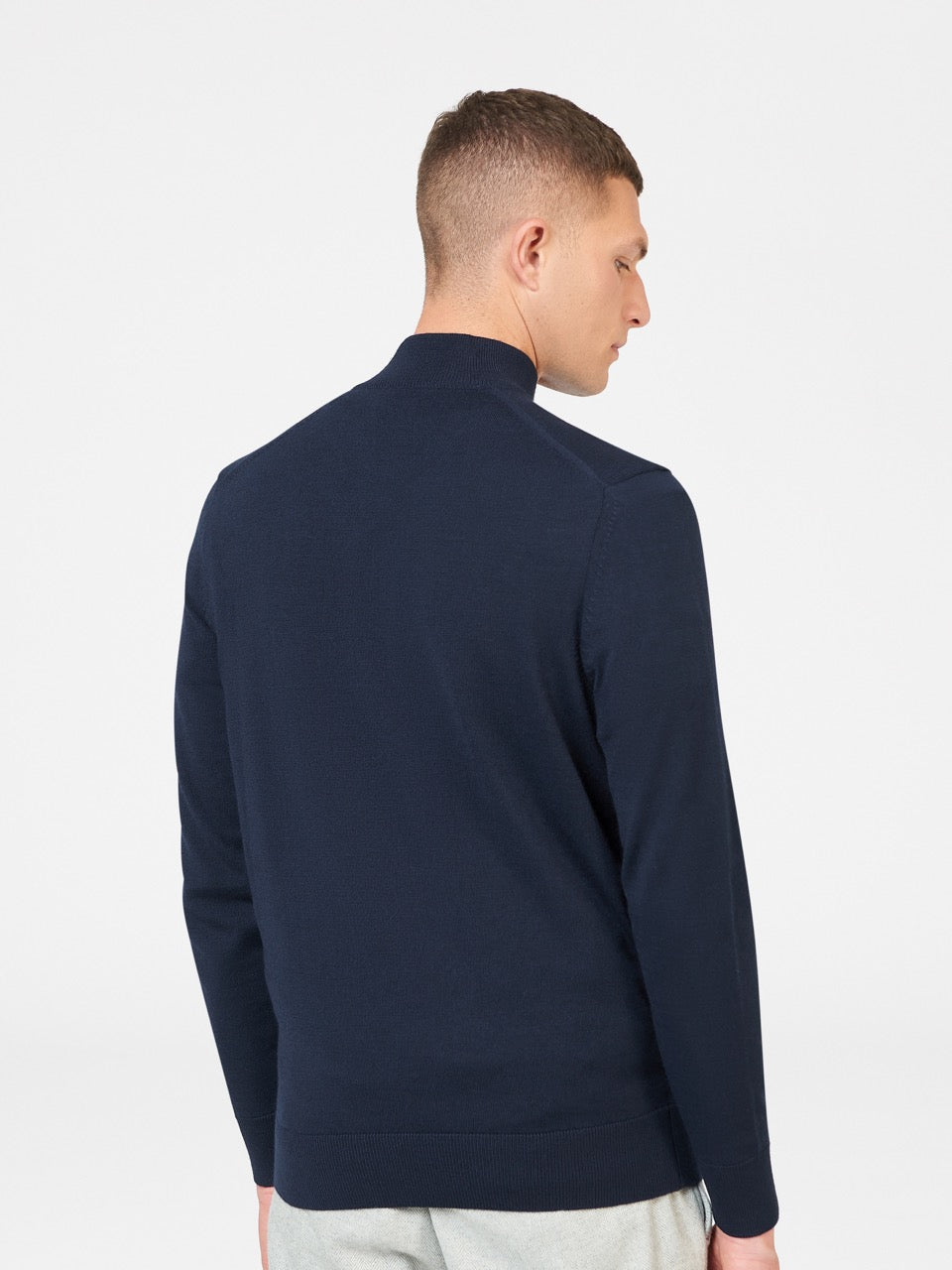 Navy Ben Sherman Merino Half-Zip Knitwear | 694385-UMK