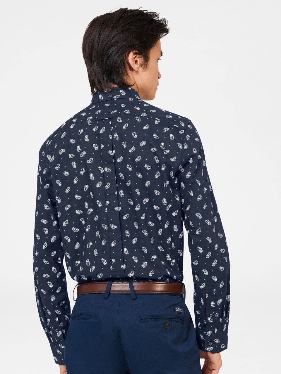 Navy Ben Sherman Micro Paisley Shirts | 520196-FRS