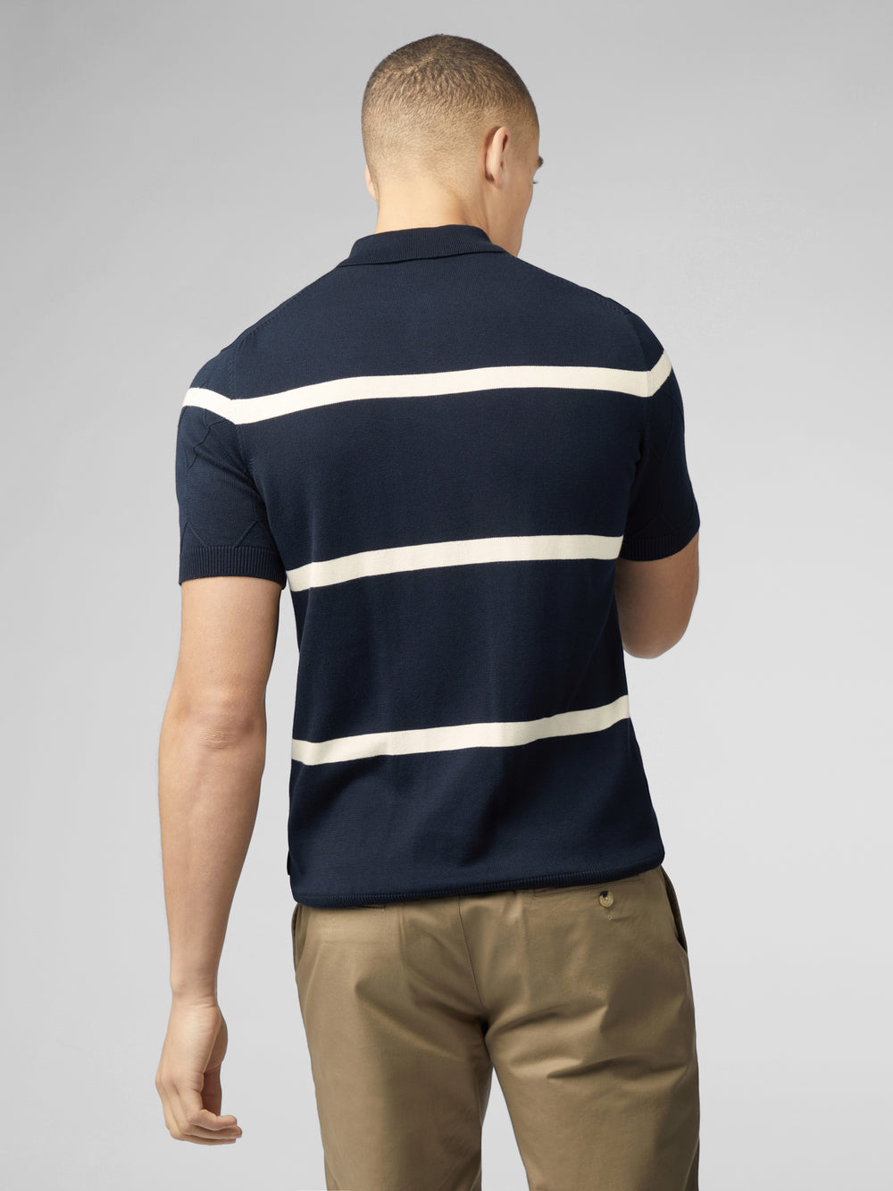 Navy Ben Sherman Signature Argyle Stripe Polo Knitwear | 190576-OUA