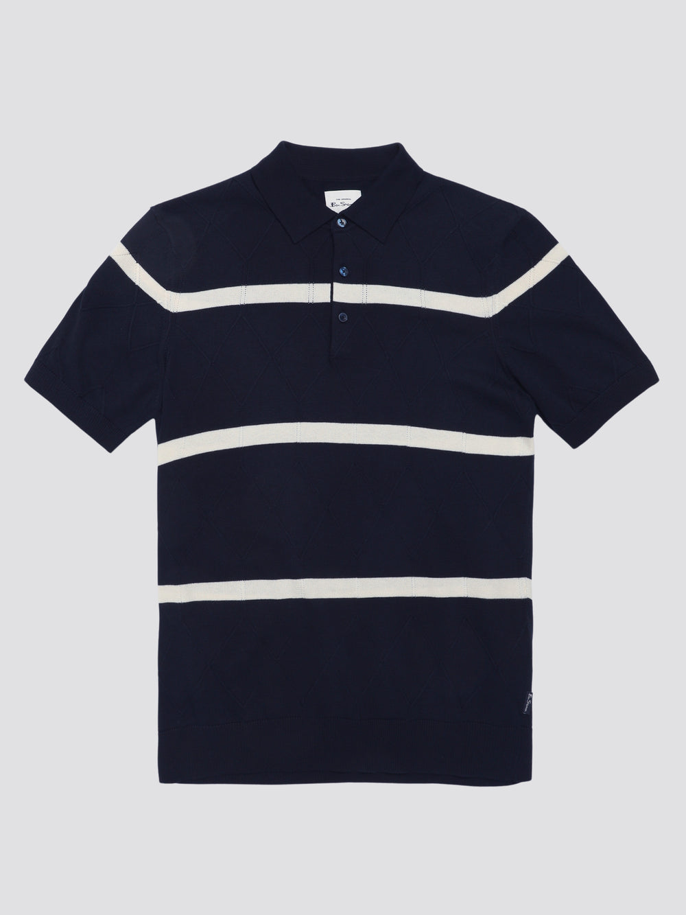 Navy Ben Sherman Signature Argyle Stripe Polo Knitwear | 190576-OUA