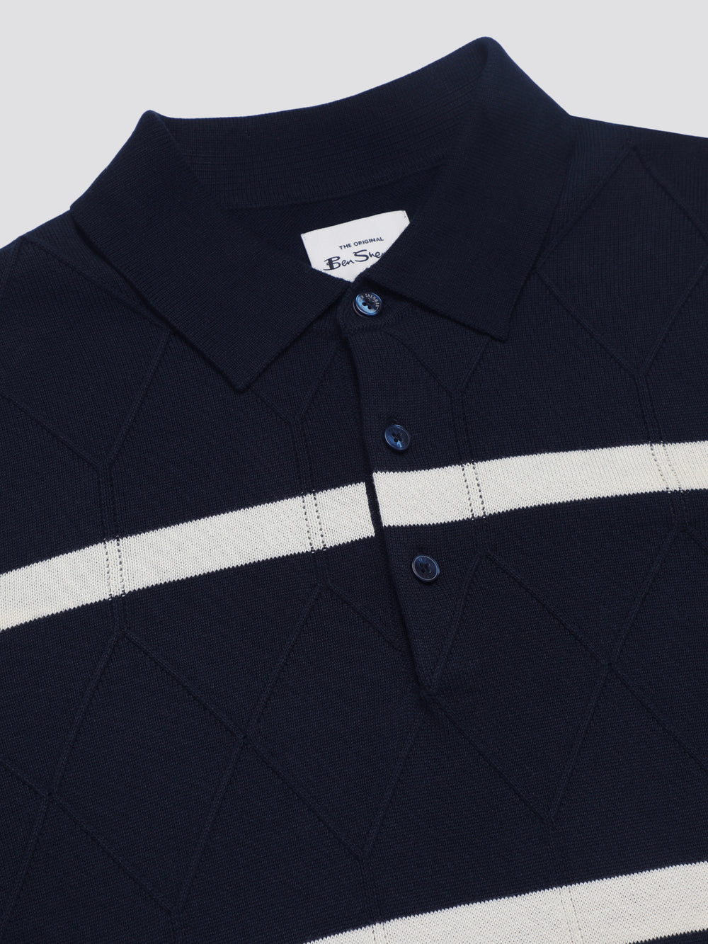 Navy Ben Sherman Signature Argyle Stripe Polo Knitwear | 190576-OUA