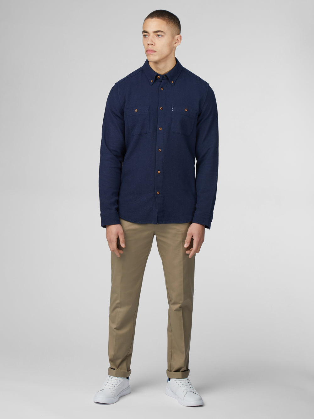 Navy Ben Sherman Signature Boucle Shirts | 275483-IWU