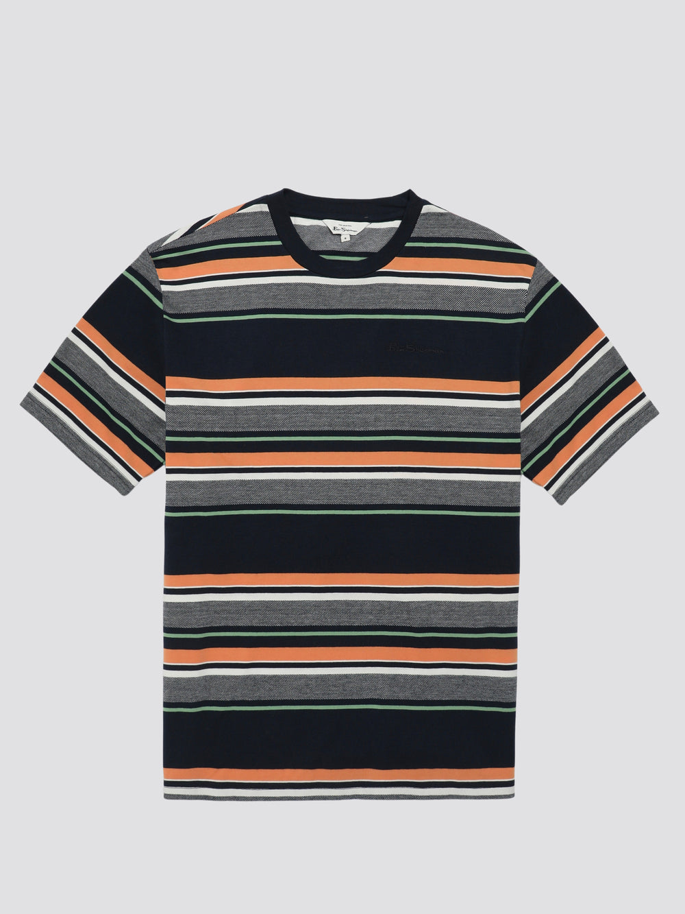 Navy Ben Sherman Signature Engineered Stripe T-Shirt | 823104-GVQ