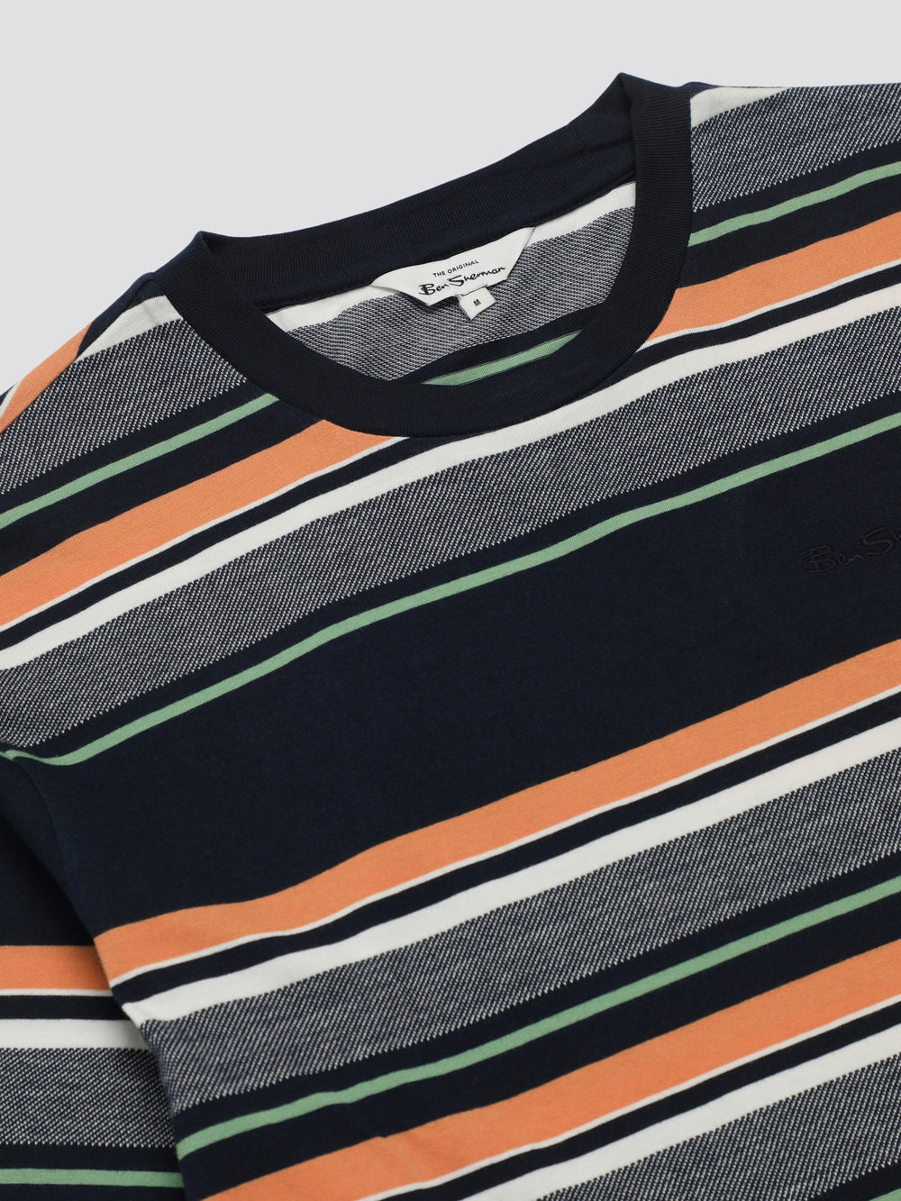 Navy Ben Sherman Signature Engineered Stripe T-Shirt | 823104-GVQ