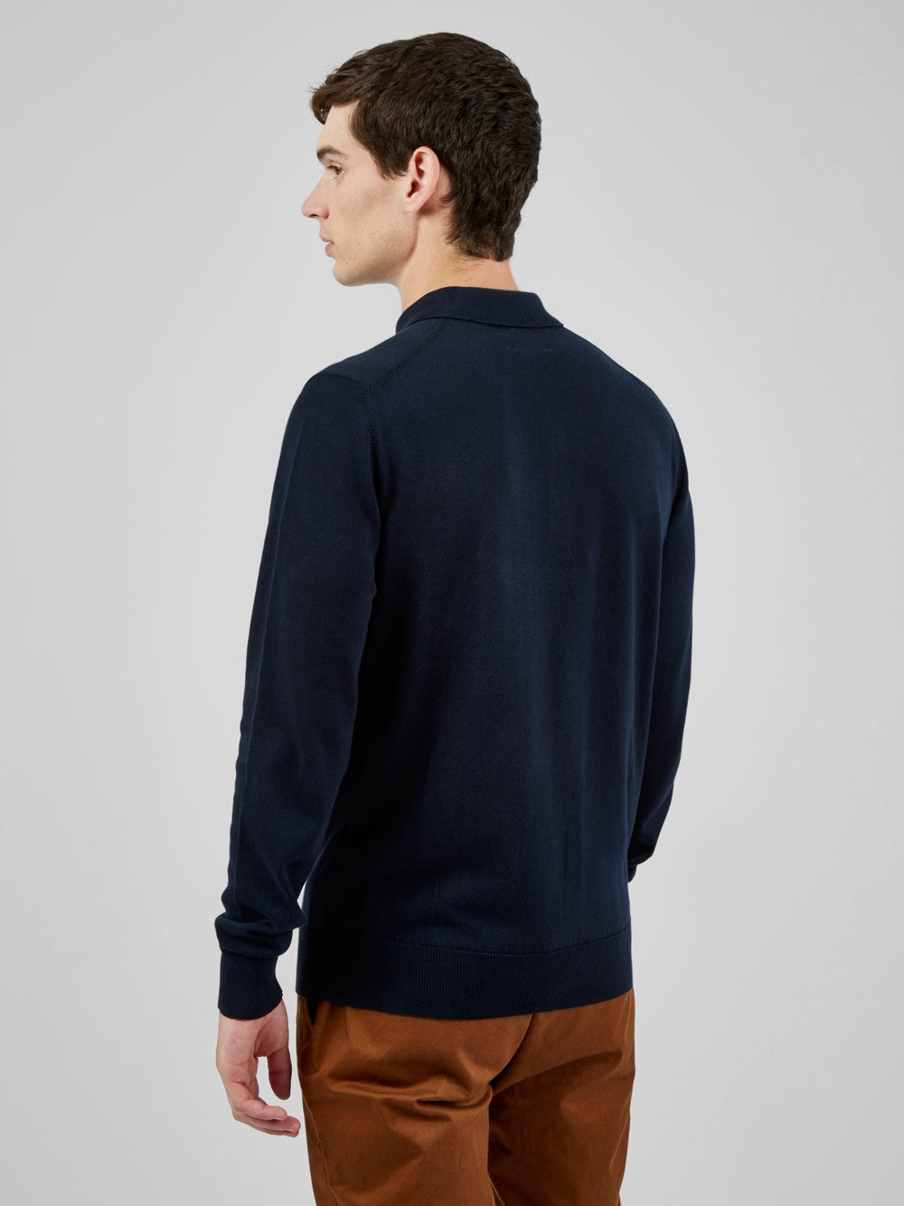 Navy Ben Sherman Signature Long-Sleeve Polo Neck Sweaters | 784913-HUP