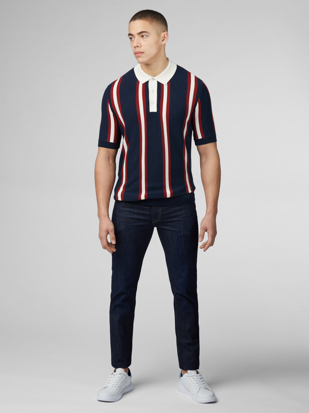 Navy Ben Sherman Signature Mod Rugby Knitwear | 279536-BZL