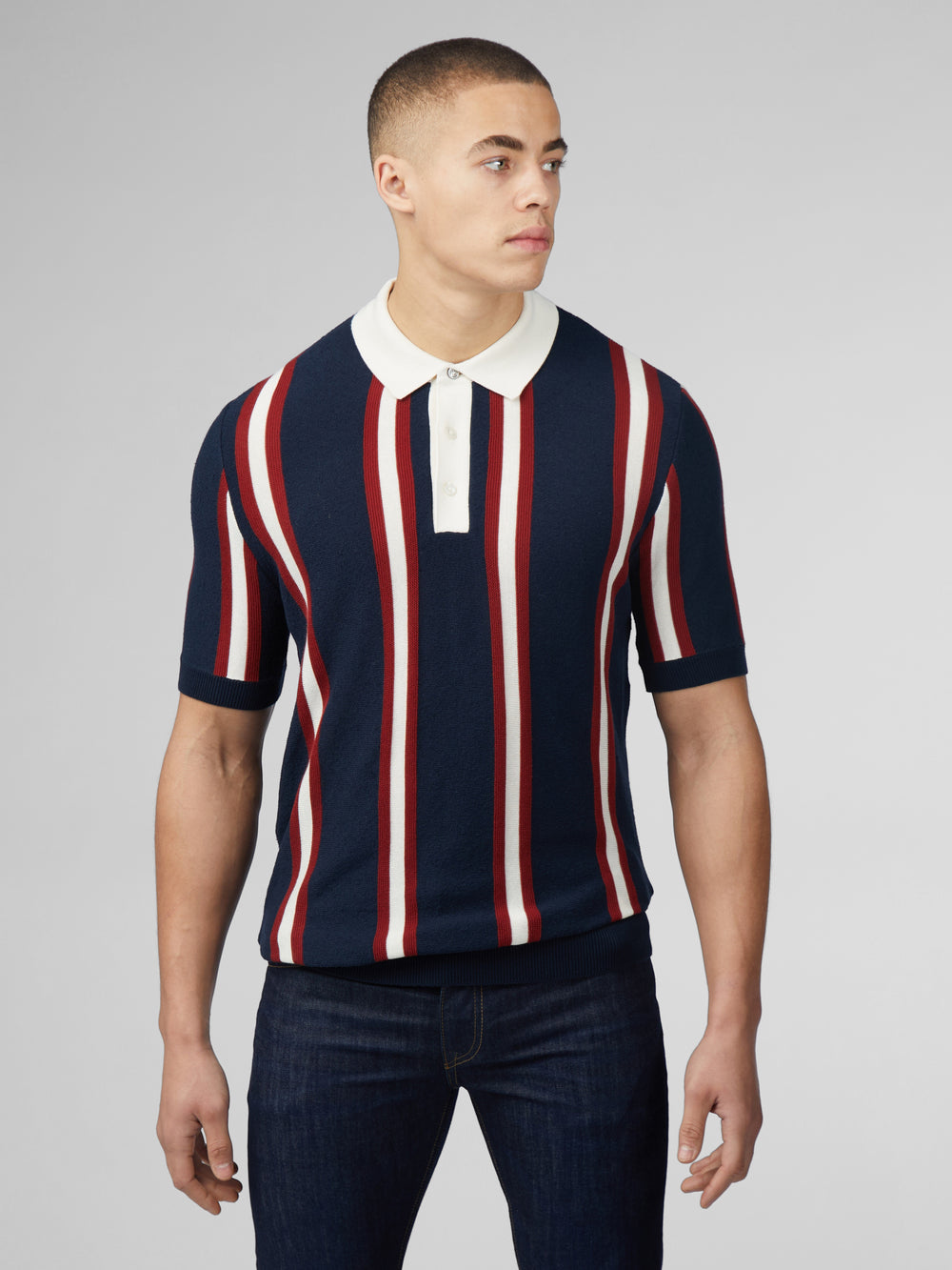 Navy Ben Sherman Signature Mod Rugby Knitwear | 279536-BZL