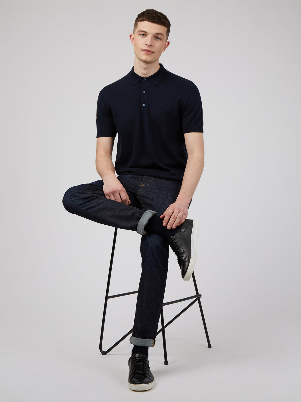 Navy Ben Sherman Signature Polo Neck Sweaters | 104597-BIS