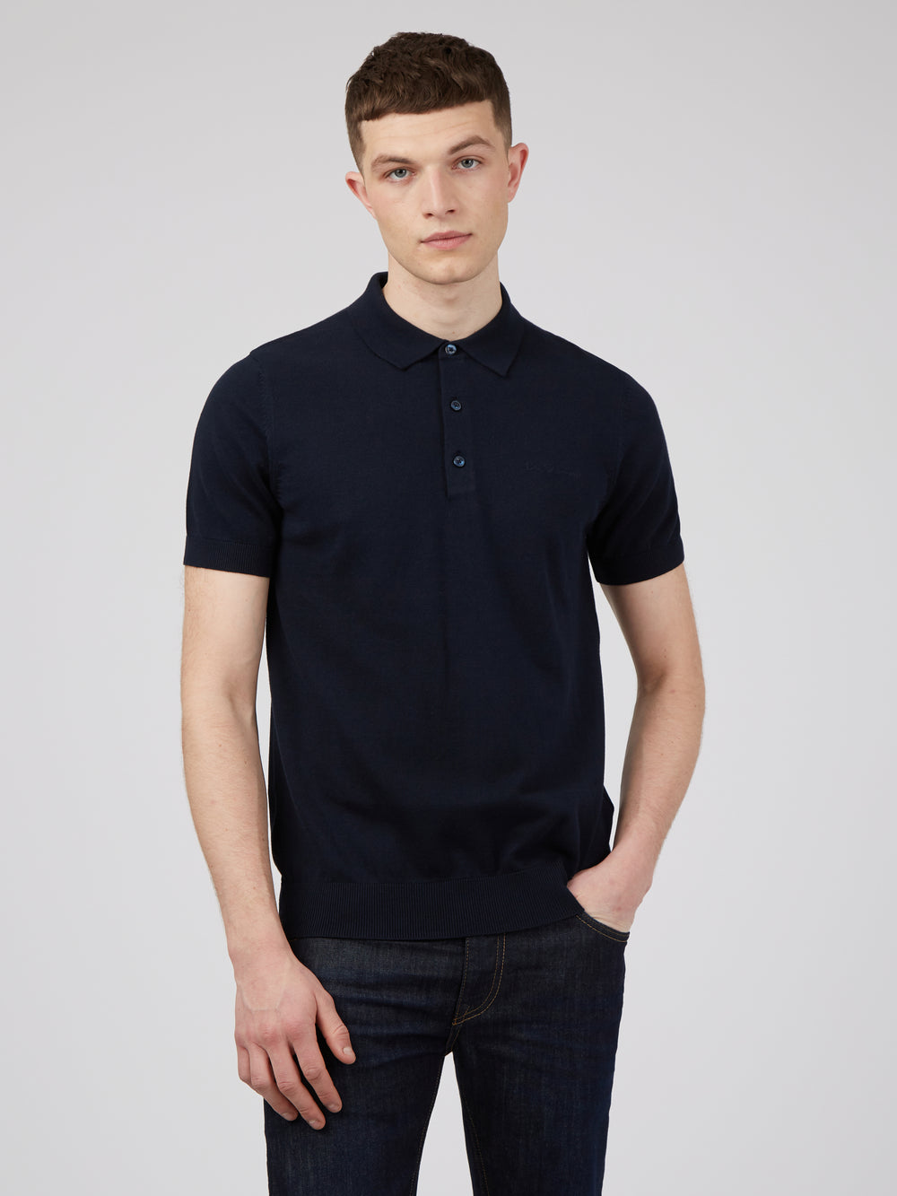 Navy Ben Sherman Signature Polo Neck Sweaters | 104597-BIS