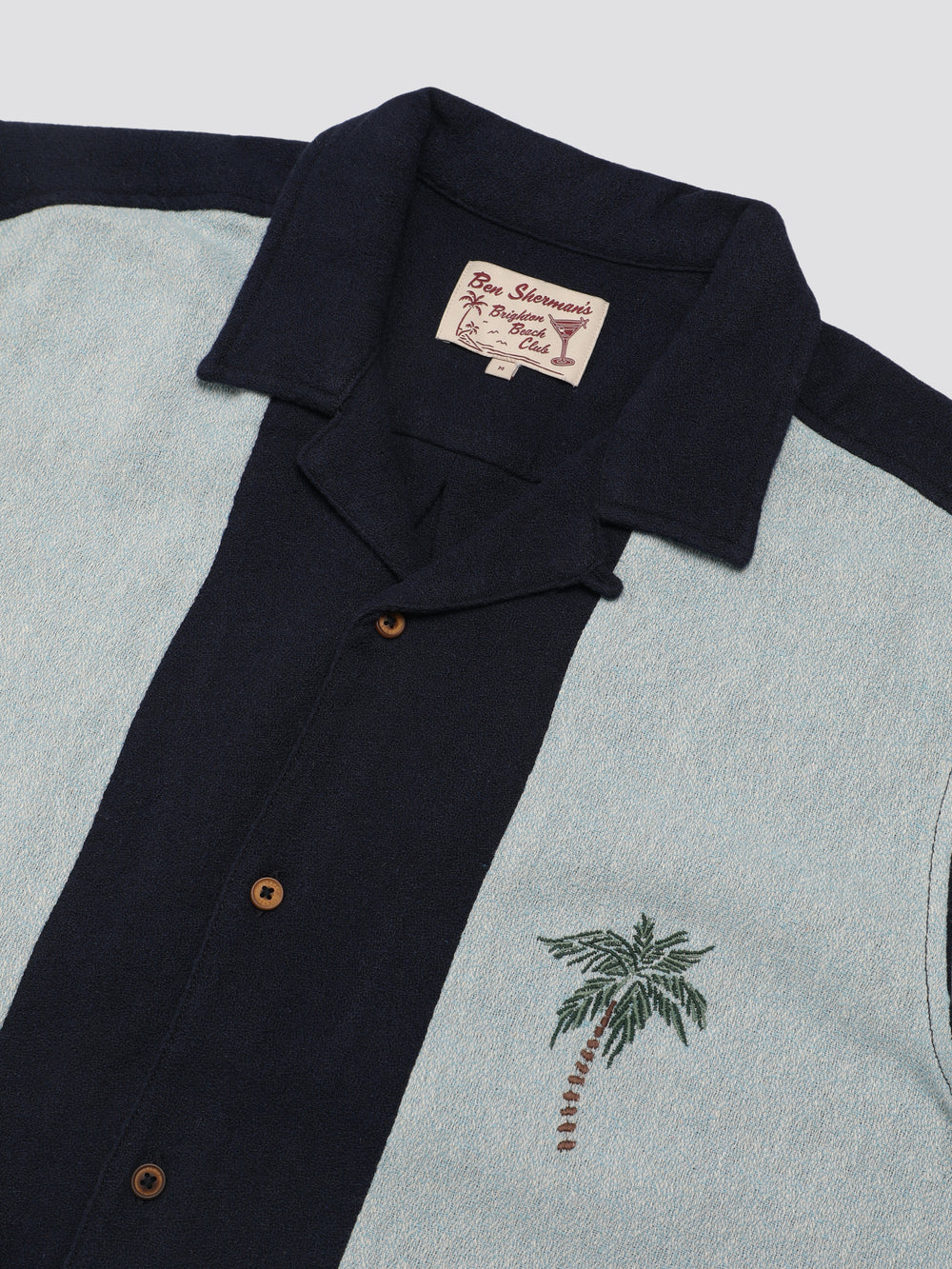 Navy Ben Sherman Signature Recycled Boucle Resort Shirts | 938524-OJF