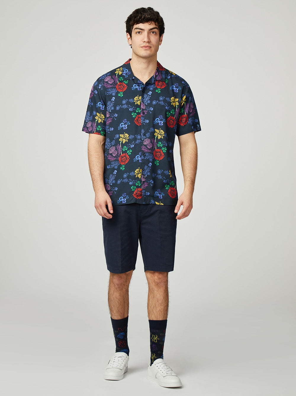 Navy Ben Sherman Team GB Floral Shirts | 164973-VWE