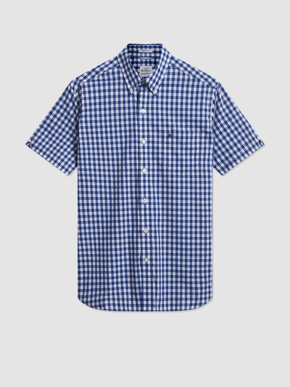 Navy / Olive Ben Sherman Short Sleeve House Poplin Gingham Shirts | 936817-BUN