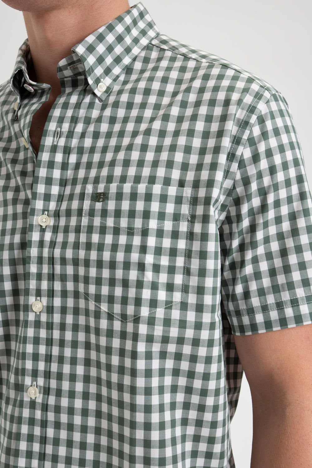 Olive Ben Sherman House Poplin Gingham Shirts | 347201-EAJ