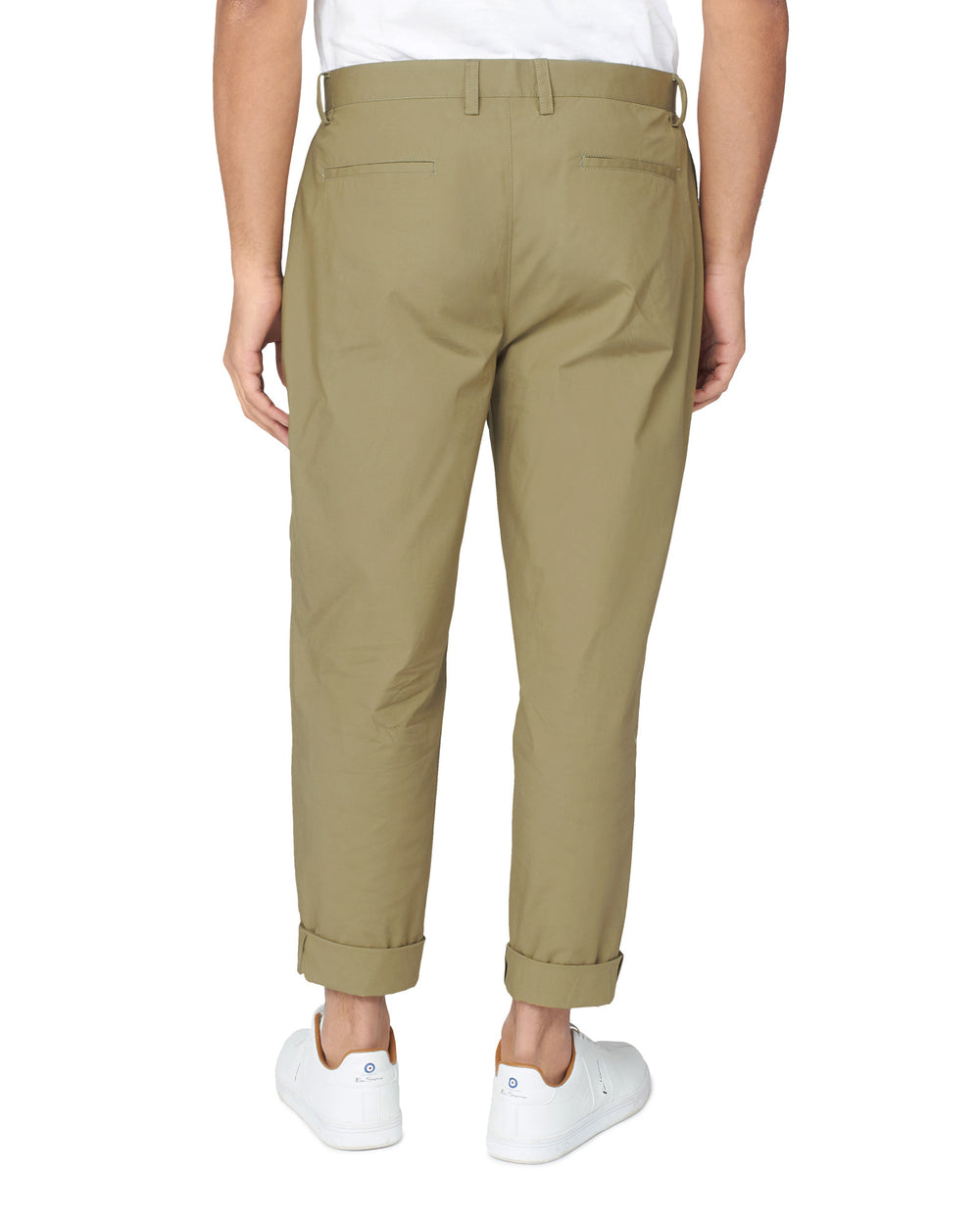 Olive Ben Sherman Poplin Relaxed-Taper Pleated Pants | 132794-YWB