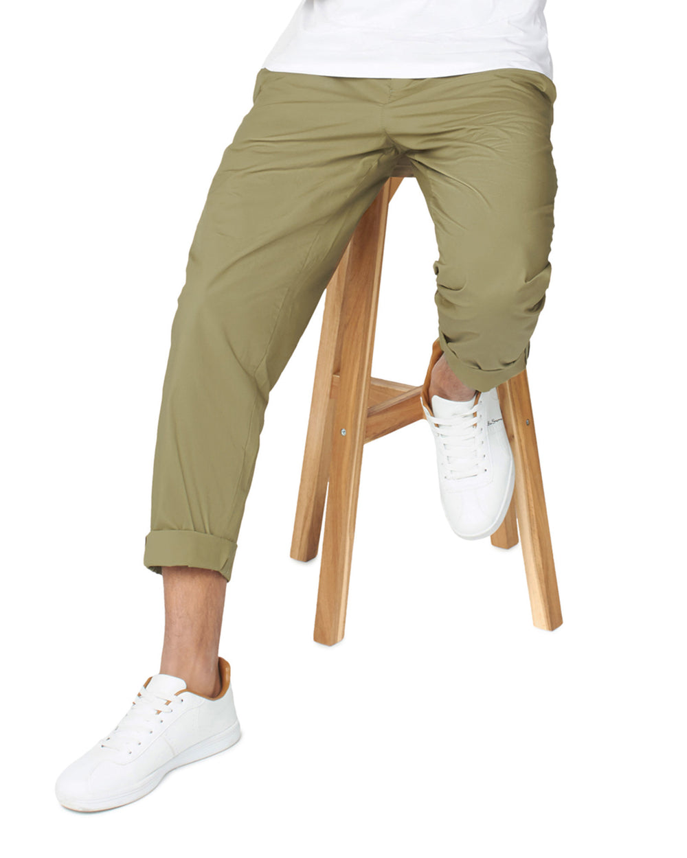 Olive Ben Sherman Poplin Relaxed-Taper Pleated Pants | 132794-YWB