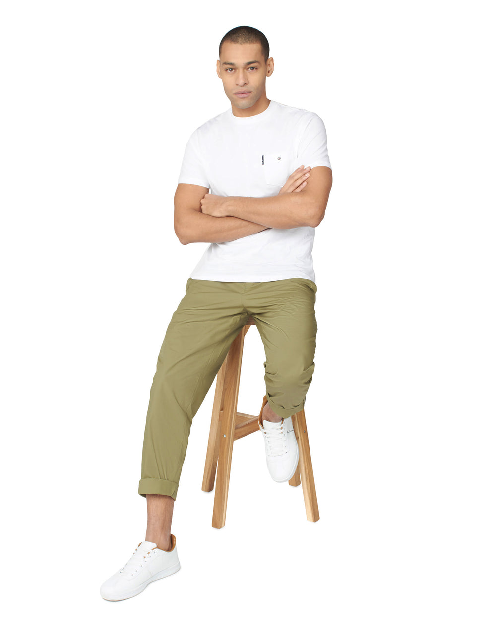 Olive Ben Sherman Poplin Relaxed-Taper Pleated Pants | 132794-YWB