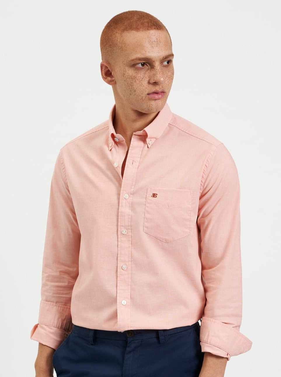 Orange Ben Sherman Beatnik Wash Long-Sleeve Shirts | 857193-PEW